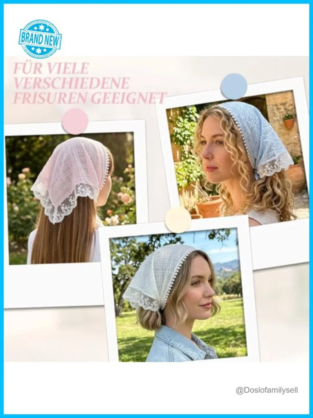Lace Head Scarf Bandana 3 Pack Boho Floral Triangle Headband Hair Accessories